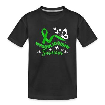Genesung nach einer Rückenoperation Skoliose-Bewus - Kinder Premium Bio T-Shirt - Schwarz - Vorne