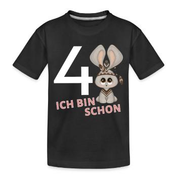 Ich bin schon 4 Jahre alt Kinder Geburtstag Hase - Kinder Premium Bio T-Shirt - Schwarz - Vorne