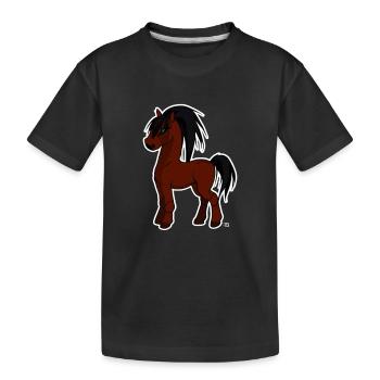 kawaii pferd süßes Pony mit Fantasie - Kinder Premium Bio T-Shirt - Schwarz - Vorne