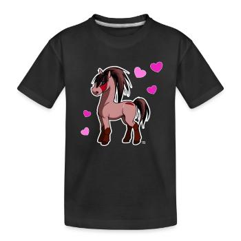 kawaii pferd niedliches manga Pony mit Herzen - Kinder Premium Bio T-Shirt - Schwarz - Vorne