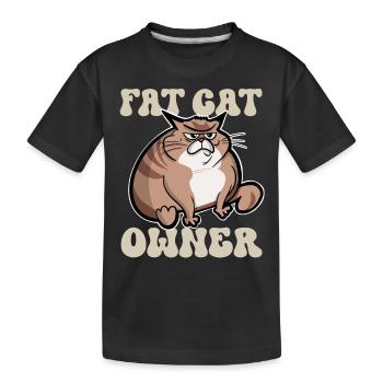 Fat cat owner - Kids' Premium Organic T-Shirt - black - Front