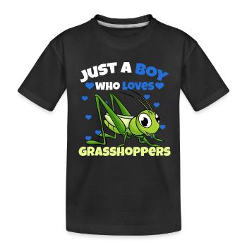 Juste un garçon qui aime les sauterelles - T-shirt bio Premium Enfant - noir - Devant
