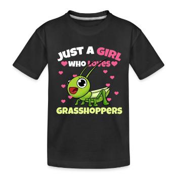Juste une fille qui aime les sauterelles - T-shirt bio Premium Enfant - noir - Devant