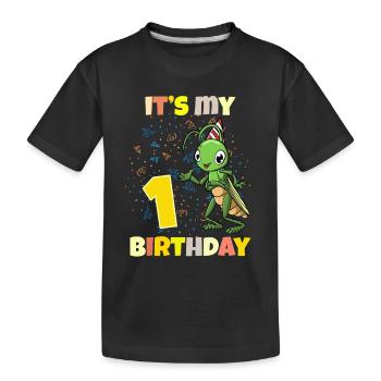 C’est ma sauterelle de 1er anniversaire - T-shirt bio Premium Enfant - noir - Devant