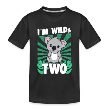 Im Wild & 2 Years Bday Party Gift Birthday Kids - Kinder Premium Bio T-Shirt - Schwarz - Vorne