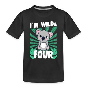 Im Wild & 4 Years Bday Party Gift Birthday Kids - Kinder Premium Bio T-Shirt - Schwarz - Vorne