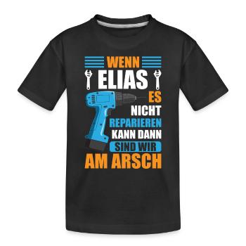 Elias Vorname Name Geburtstag Reparieren - Kinder Premium Bio T-Shirt - Schwarz - Vorne