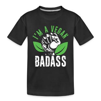 I'm A Vegan Badass - Gym Workout Vegetarier Badass - Kinder Premium Bio T-Shirt - Schwarz - Vorne