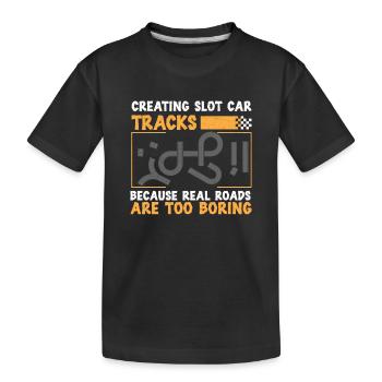 Slotcar-Rennen Erstellen von Slotcar-Strecken - Kinder Premium Bio T-Shirt - Schwarz - Vorne