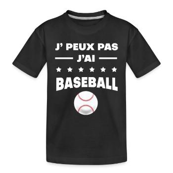 Je peux pas j'ai baseball balle - T-shirt bio Premium Enfant - noir - Devant