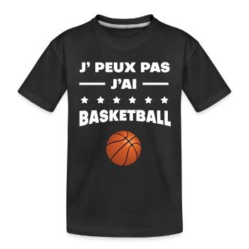 Je peux pas j'ai basketball ballon - T-shirt bio Premium Enfant - noir - Devant