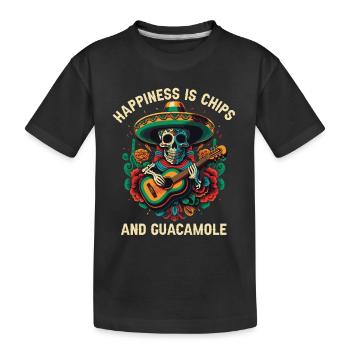 Happiness Is Chips and Guacamole Lover Avocado Veg - Kids' Premium Organic T-Shirt - black - Front