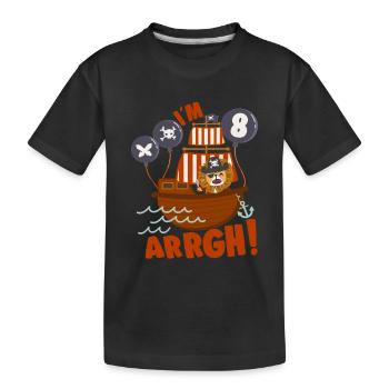 Arrr I'm 8 Pirate Theme 8th Birthday Party Gift - Kids' Premium Organic T-Shirt - black - Front