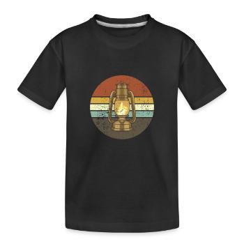 Retro Camping Laterne - Kinder Premium Bio T-Shirt - Schwarz - Vorne