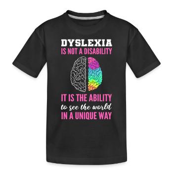 Dyslexia Awareness Dyslexia Warrior - Kids' Premium Organic T-Shirt - black - Front