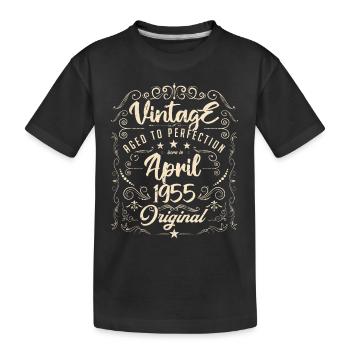 Vintage Né(e) en Avril 1955. anniversaire avril. - T-shirt bio Premium Enfant - noir - Devant