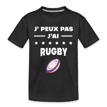 Je peux pas j'ai rugby ballon - T-shirt bio Premium Enfant - noir - Devant