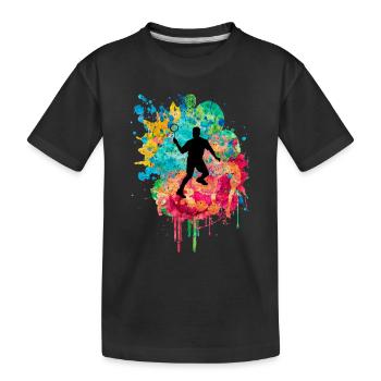 Badminton PopArt - Kids' Premium Organic T-Shirt - black - Front