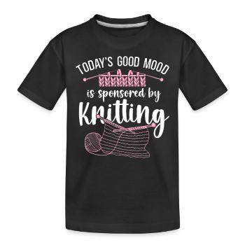 Knitting Knitter Today's Good Mood - Kinder Premium Bio T-Shirt - Schwarz - Vorne