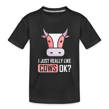 J’aime beaucoup les vaches vaches laitières ferme - T-shirt bio Premium Enfant - noir - Devant