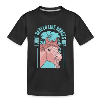 Ich Mag Pferde Einfach Sehr Reiter Reiten Pferd - Kinder Premium Bio T-Shirt - Schwarz - Vorne