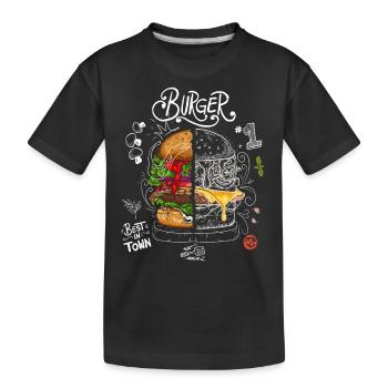 Best Burger Tafel - Rezept - Kinder Premium Bio T-Shirt - Schwarz - Vorne