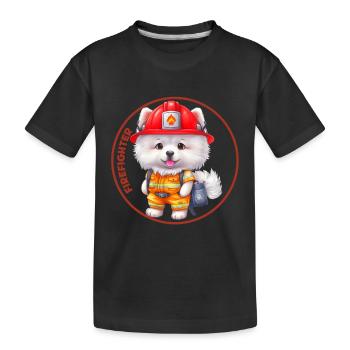 Pompier, doux samoyède - T-shirt bio Premium Enfant - noir - Devant