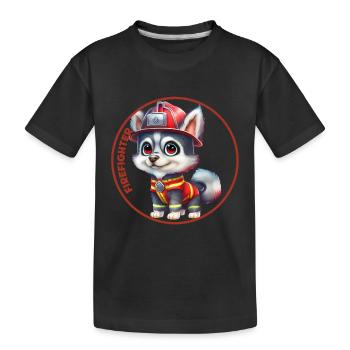Pompier, doux husky - T-shirt bio Premium Enfant - noir - Devant