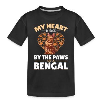 Herz Gehört Bengal Katze Geschenk Samtpfote - Kinder Premium Bio T-Shirt - Schwarz - Vorne