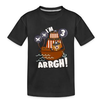 Birthday Pirate 3 Years Old Bday Party Gift Idea - Kids' Premium Organic T-Shirt - black - Front