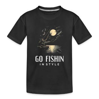 Allez pêcher avec style - T-shirt bio Premium Enfant - noir - Devant