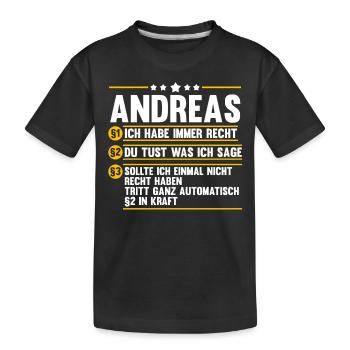 Andreas - Kinder Premium Bio T-Shirt - Schwarz - Vorne