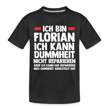 Florian - Kinder Premium Bio T-Shirt - Schwarz - Vorne