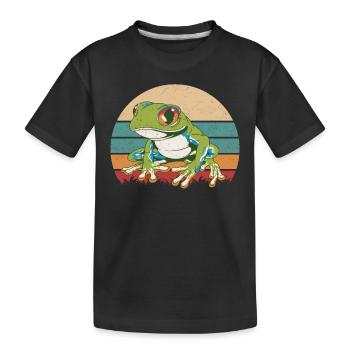 Grenouille aux yeux rouges Rainette Grenouilles Cadeau - T-shirt bio Premium Enfant - noir - Devant