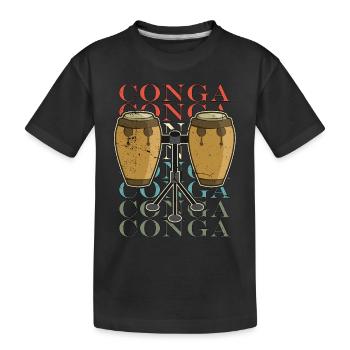 Conga Percussion Musical Instrument Conga Player - Kinder Premium Bio T-Shirt - Schwarz - Vorne