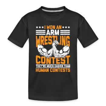 I Won An Arm Wrestling Contest für Armdrücker - Kinder Premium Bio T-Shirt - Schwarz - Vorne