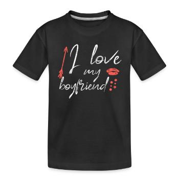 I love my boyfriend - Kids' Premium Organic T-Shirt - black - Front