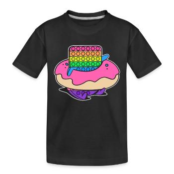 Pop It Zappelspielzeug Donut Gebäck Schwimmen - Kinder Premium Bio T-Shirt - Schwarz - Vorne
