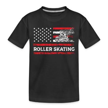 Roller skating American Fitness Sport Flag - Kids' Premium Organic T-Shirt - black - Front