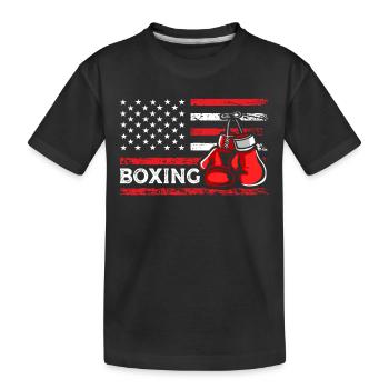 Boxing gloves American Combat Sports Flag - Kids' Premium Organic T-Shirt - black - Front