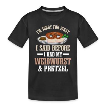 Weißwurst Und Brezel - Kinder Premium Bio T-Shirt - Schwarz - Vorne