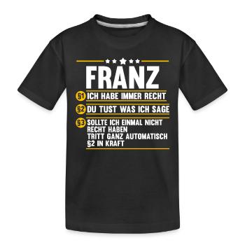 Franz - Kinder Premium Bio T-Shirt - Schwarz - Vorne