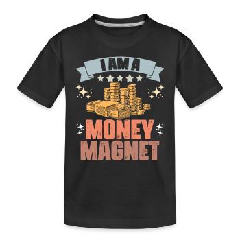 Rétro Je suis un aimant d’argent Richesse manifeste Positif - T-shirt bio Premium Enfant - noir - Devant