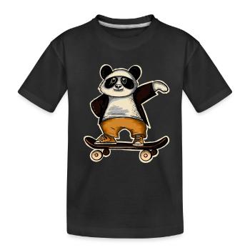 Panda Skate Skater Skateboard Skaten - Kinder Premium Bio T-Shirt - Schwarz - Vorne