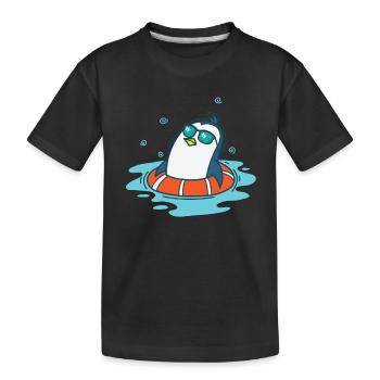 Pingouin se baignant avec des pneus de natation - T-shirt bio Premium Enfant - noir - Devant