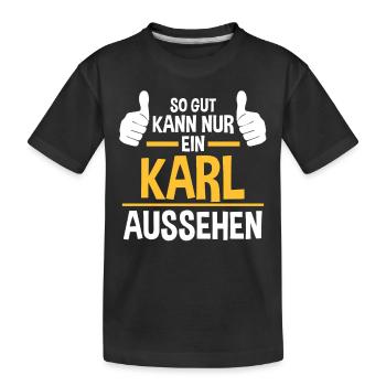 Vorname Name Karl - Kinder Premium Bio T-Shirt - Schwarz - Vorne