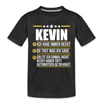 Kevin - Kinder Premium Bio T-Shirt - Schwarz - Vorne