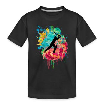 Cricket players in Popart - Kids' Premium Organic T-Shirt - black - Front