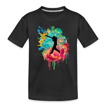Cricket-Spieler in Popart - Kinder Premium Bio T-Shirt - Schwarz - Vorne