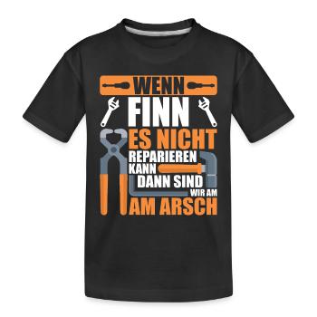 Vorname Finn Name Geburtstag Geschenk - Kinder Premium Bio T-Shirt - Schwarz - Vorne